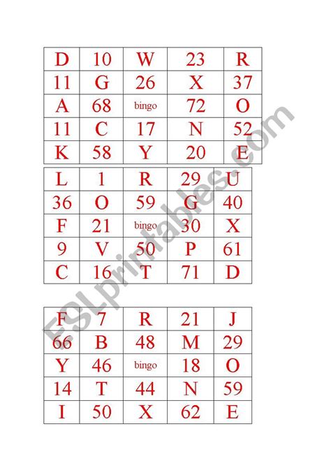 bingo numbers by letter|bingo numbers under each letter.